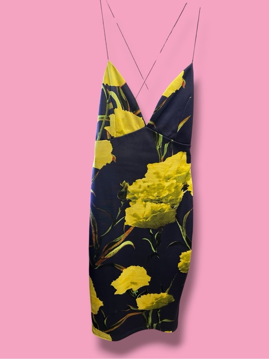 AX Paris Dresses & Skirts - Spaghetti Strap Navy Dress with Yellow Floral Print AX